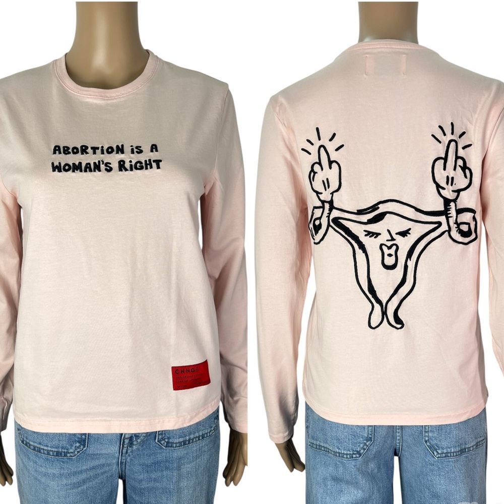 CHNGE Abortion Is Healthcare Pink Long Sleeve Shirt Top